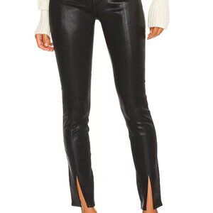 L'AGENCE Jyothi High Rise Split Ankle Jeans In Noir Coated Size 26
